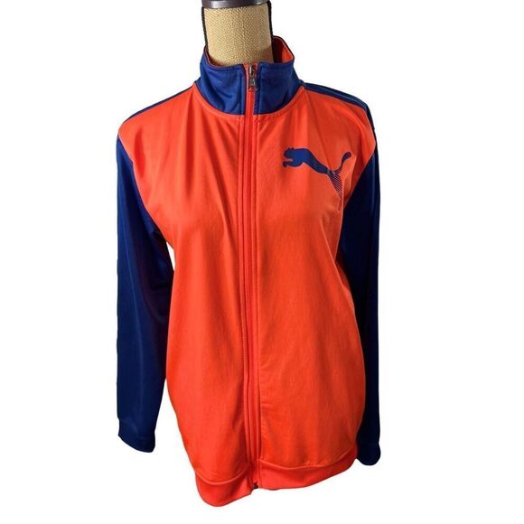 Puma Orange Blue Track Jacket Women M Boys XL Gators Broncos Detroit Tigers Mets - Picture 1 of 10